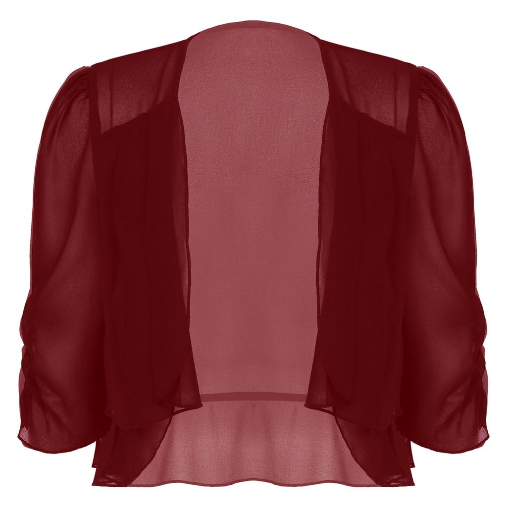 Женское шифоновое болеро-кардиган с открытой передней частью и половиной рукавов, аксессуар для платья