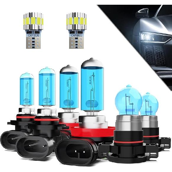 Halogen Headlights Fit For Chevrolet Chevy Colorado 2004-2008 Headlight Bulbs,9005/HB3/H10 High Beam+ 9006/HB4 Low Beam+ H11 Fog Light Combo,Plug And