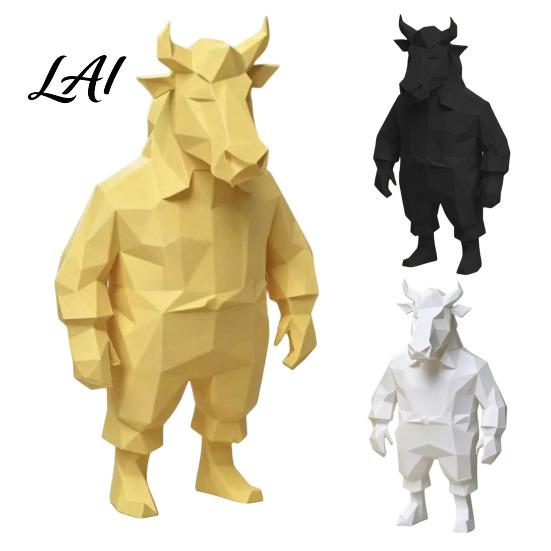 Minimalist Office Decor 3D Printed Geometric Animal Statue Figurine Bull Horse for Funny Cow Meme Desk Decor Modern Art Sculpture Gift Coworkers