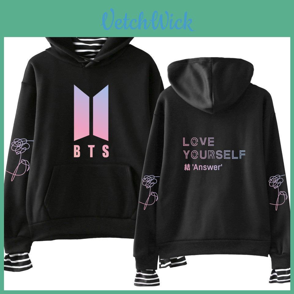 Kpop Love Yourself Bts Bangtan Boys Толстовка Худи Карманный Свитер Унисекс