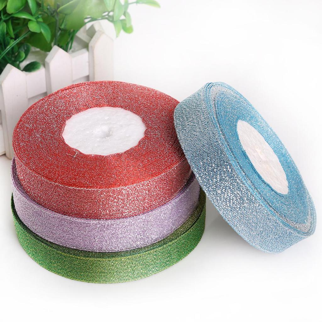 25 ярдов металлическая лента из органзы для украшения свадебной вечеринки, подарочная упаковка, рождественские ленты