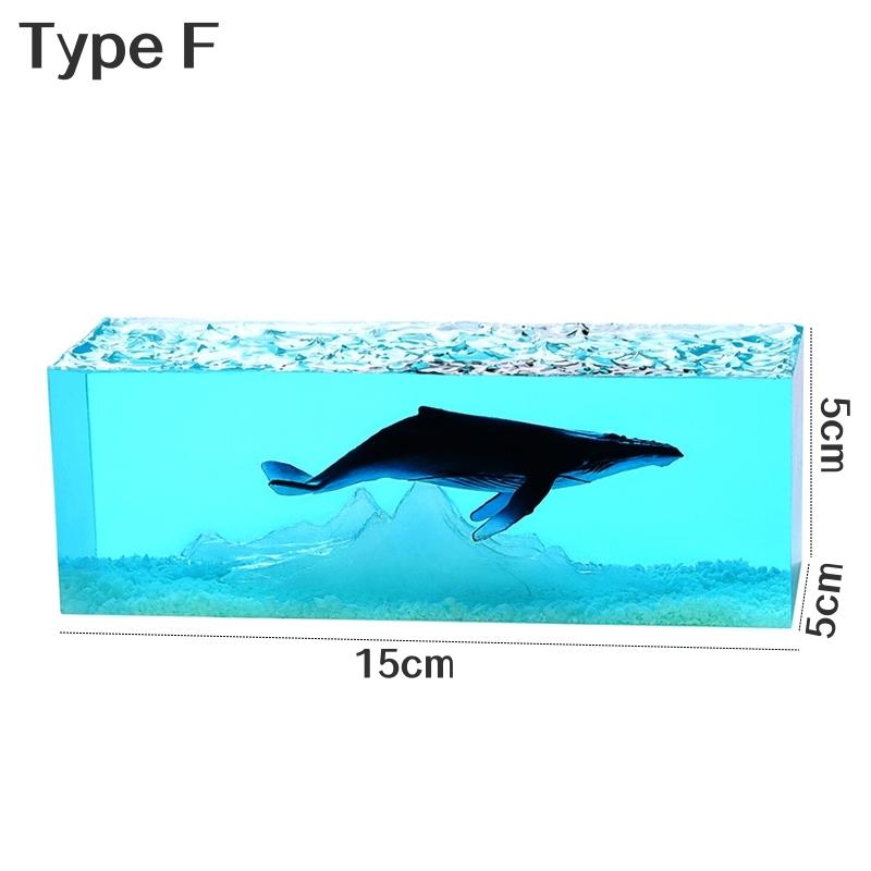 3D Морской куб с китом Светодиодная настольная лампа Украшения из смолы Новинка Акула Дайвер Океан Микро Пейзаж Настольные ночники Аксессуары