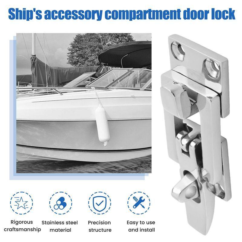 A03E-316 Stainless Steel Marine Boat Door Lock Latch Catch Anti-Rattle Fastener Clamp 70Mm Marine Hardware