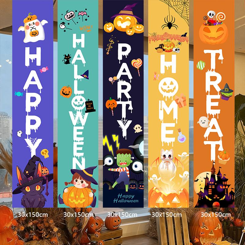Halloween Outdoor Decorations: Hanging Cloth with Pumpkin Lantern Prop and Banner for Spooky Atmosphere