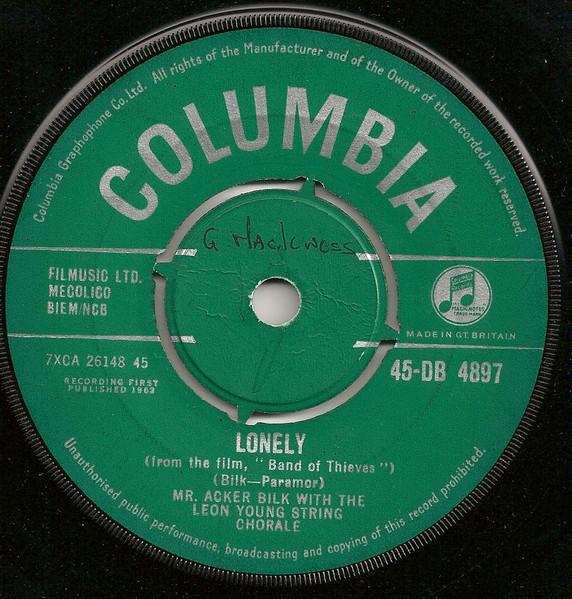 7-дюймовая пластинка ACKER BILK THE LEON YOUNG STRING C Lonely 45DB4897 Columbia 1962 UK Jazz Б/у