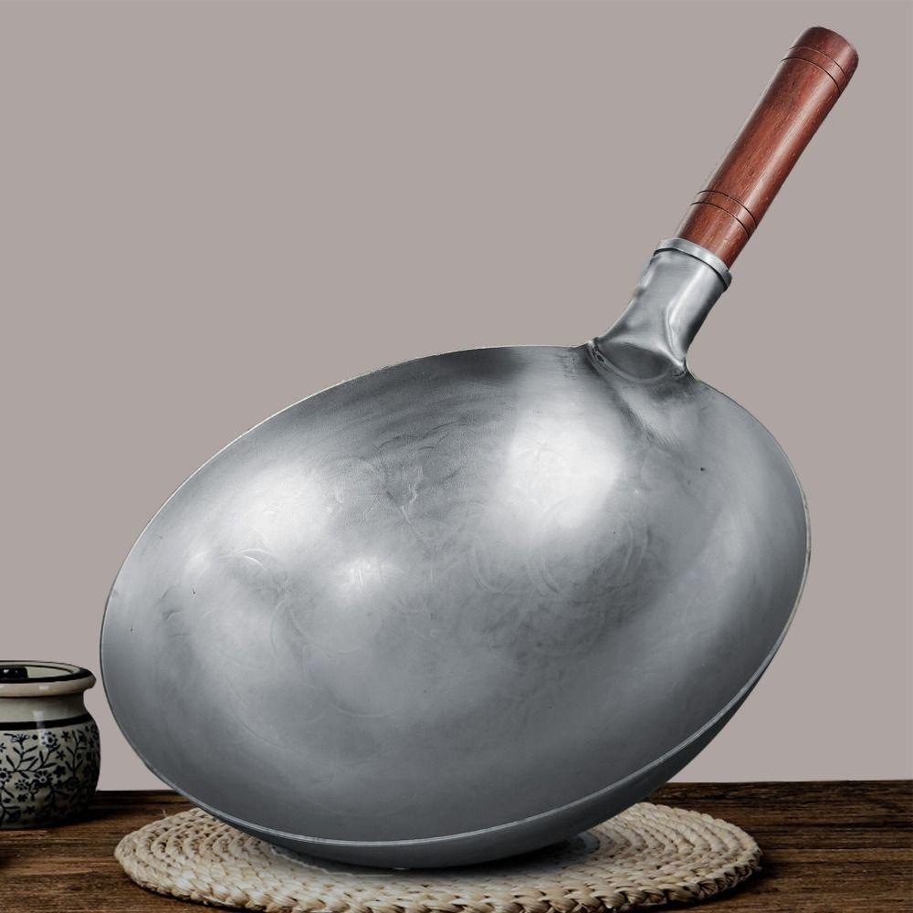 Universal Hand Hammered Iron Wok Round-bottomed Frying Pot Multifunctional Non-stick Pan Home