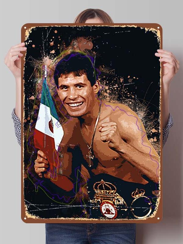 Julio Cesar Chavez Boxer Metal Signs Gaming Room Decoration Custom Metal Plates Boxing Poster for Wall Art Decoration Retro Home