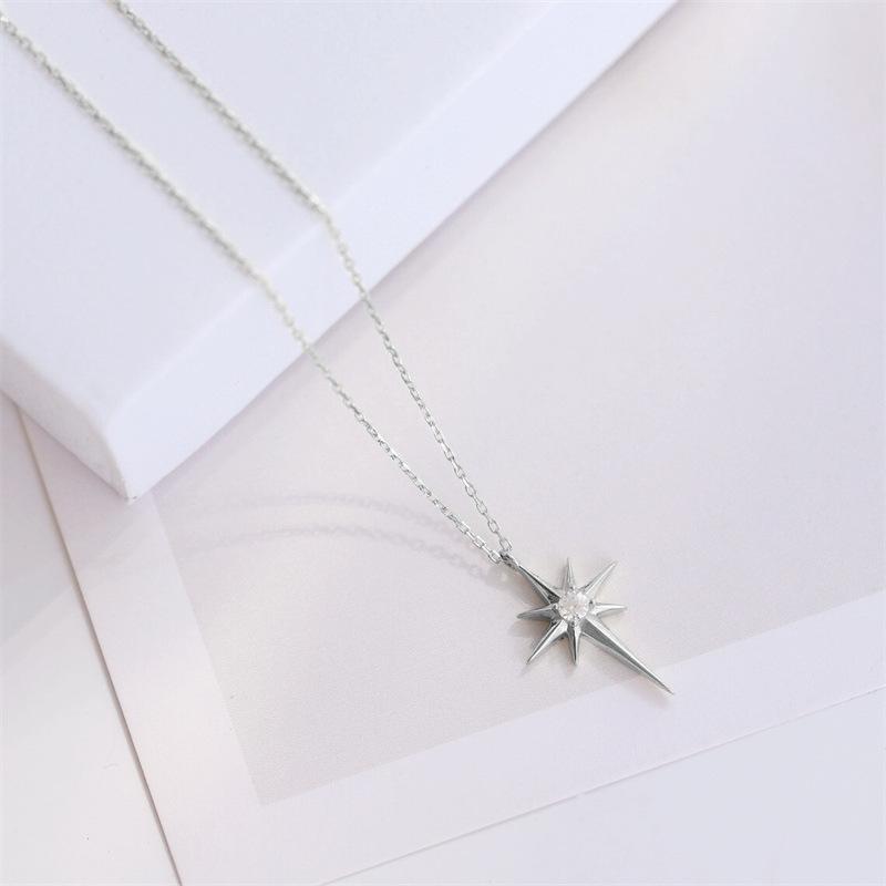 Fashion Simple Hexagram Pendant Cubic Zirconia Necklace Women Elegant Geometric Star Necklace Party Zircon Accessories
