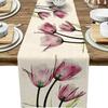 1PCS Spring Flowers, Tulips, Tablecloths, Tablecloths, Home Fabric Dining Tables, Living Room Counters, Linen Table Flags