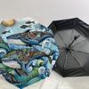 1PC Whale Ocean Automatic Open/Close Umbrella with Windproof, 8-Rib Sturdy Canopy, Durable Ribs, Fashionable Design, Outdoor Accessory, Fun Prin, Holi
