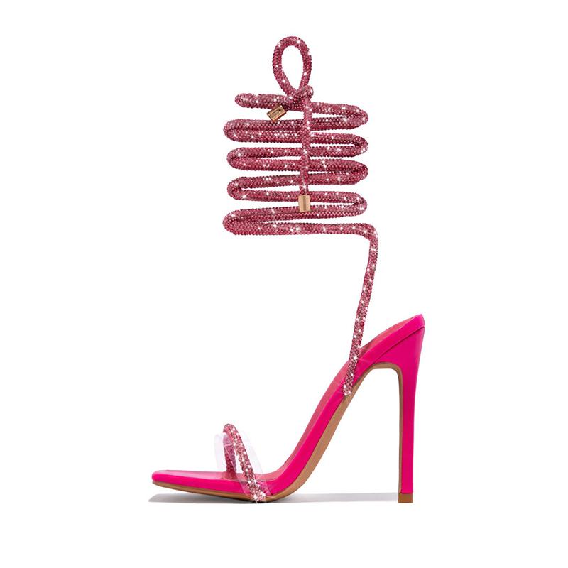 Сексуальные римские сандалии женские со стразами на ремешке полые тонкие высокие каблуки женские туфли для ночного клуба вечеринки