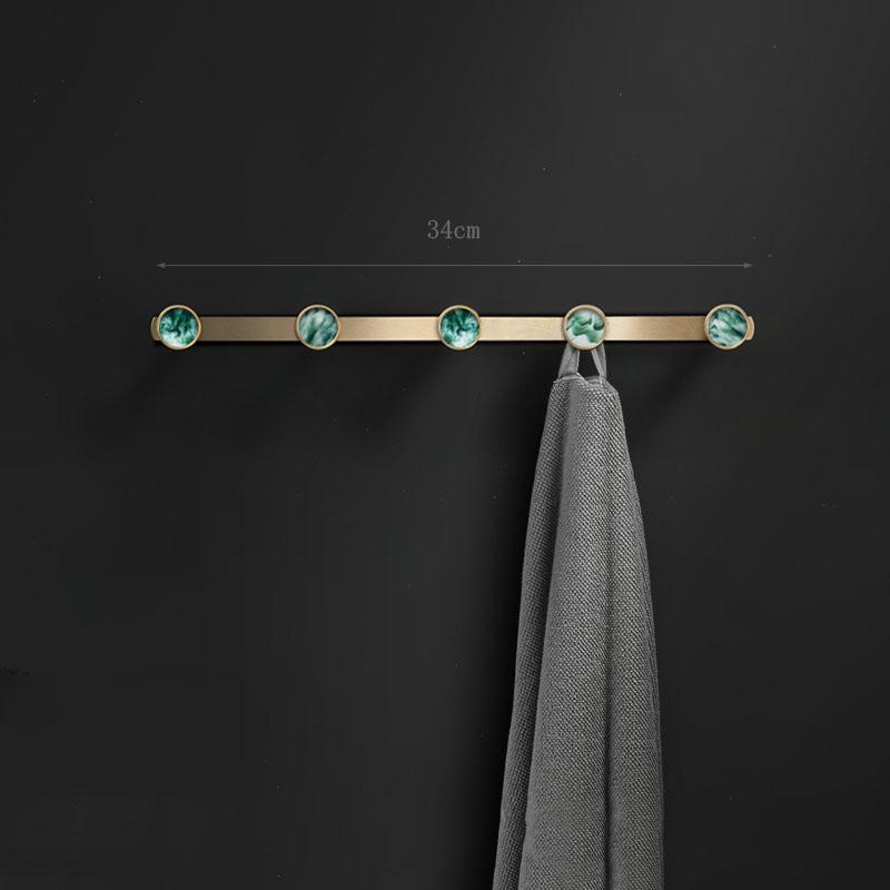 Green/White Brass Wall Mount Robe Hooks Bathroom Towel Hook Row Hook Door Key Bag Towel Hanger Rack Light Luxury Bedroom Hooks