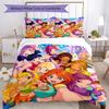 3 шт. Комплект постельного белья Winx Club Застежка на пододеяльнике Включает 1 пододеяльник и 2 наволочки, Мягкий и удобный для всех сезонов.