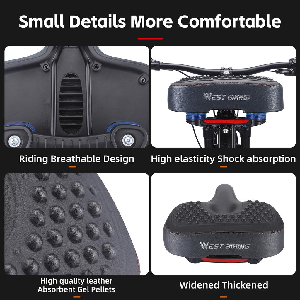 Thickened and Widen High Elasticity Bike Saddle Soft Waterproof PU Pad Road Bicycle Seats Comfort