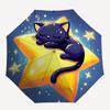 1pc Starry Night Black Cat Star Shaped Automatic Opening/Closing Umbrella with Foldable Design, Outdoor for Fans, Travelers, Everyday Use, Festiv