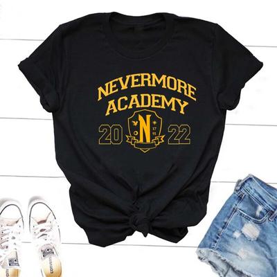 Футболки Nevermore Academy, женская футболка, летняя повседневная футболка с коротким рукавом в стиле ретро, женские хлопковые топы, одежда унисекс