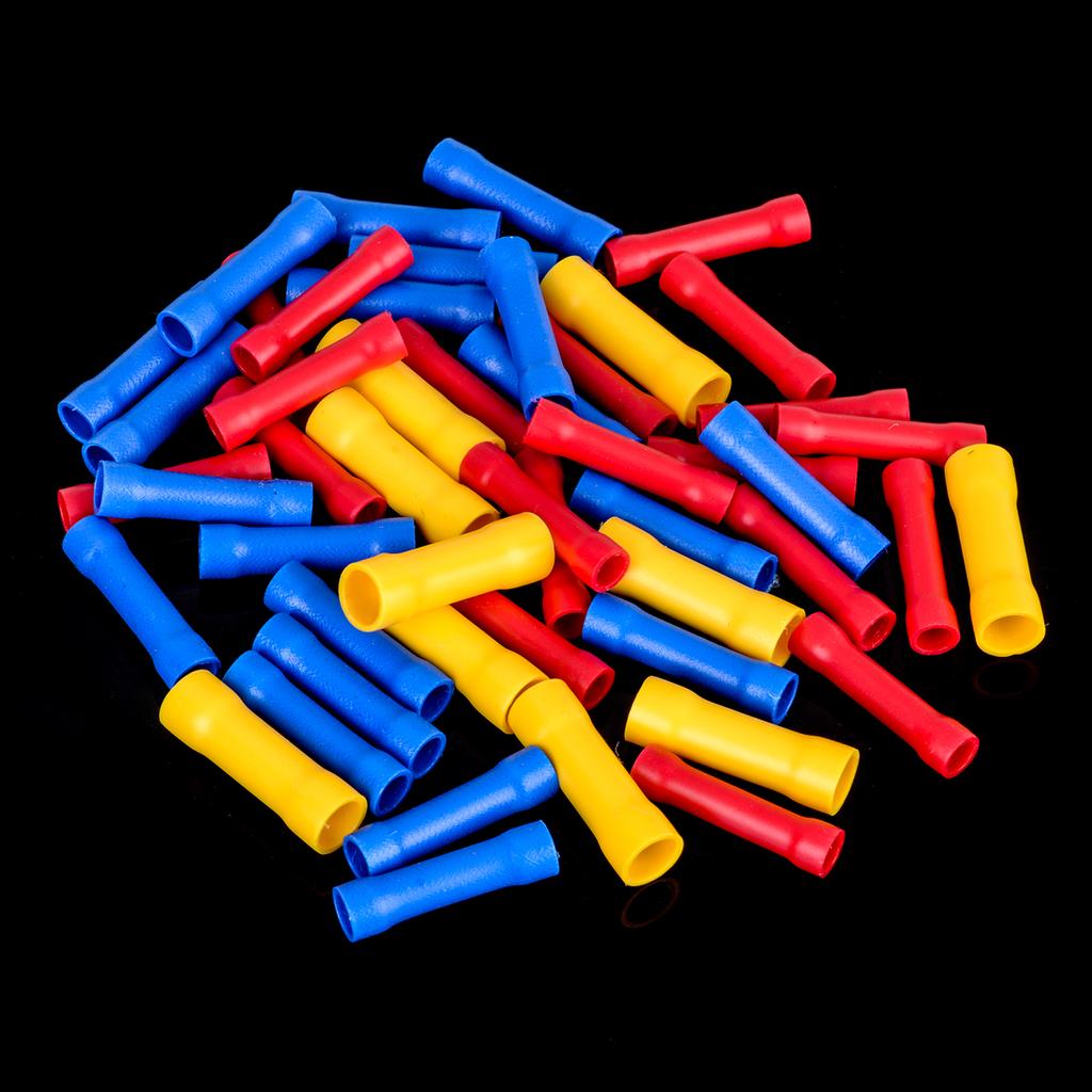 50 шт. изолированные прямые стыковые разъемы электрические обжимные клеммы в ассортименте