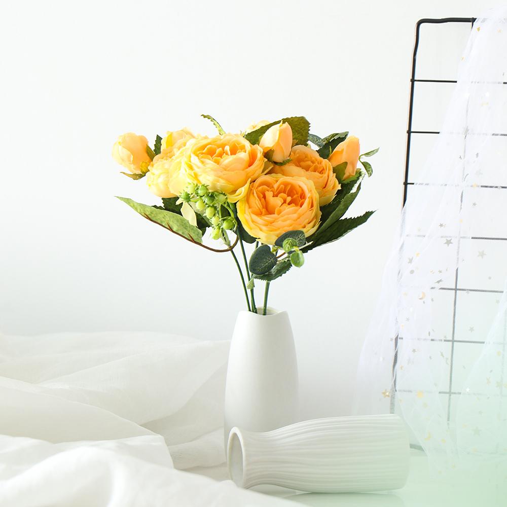 head DIY Decor Home Ornament Vintage Rose bouquet Silk Peony Artificial Flowers Party Decoration