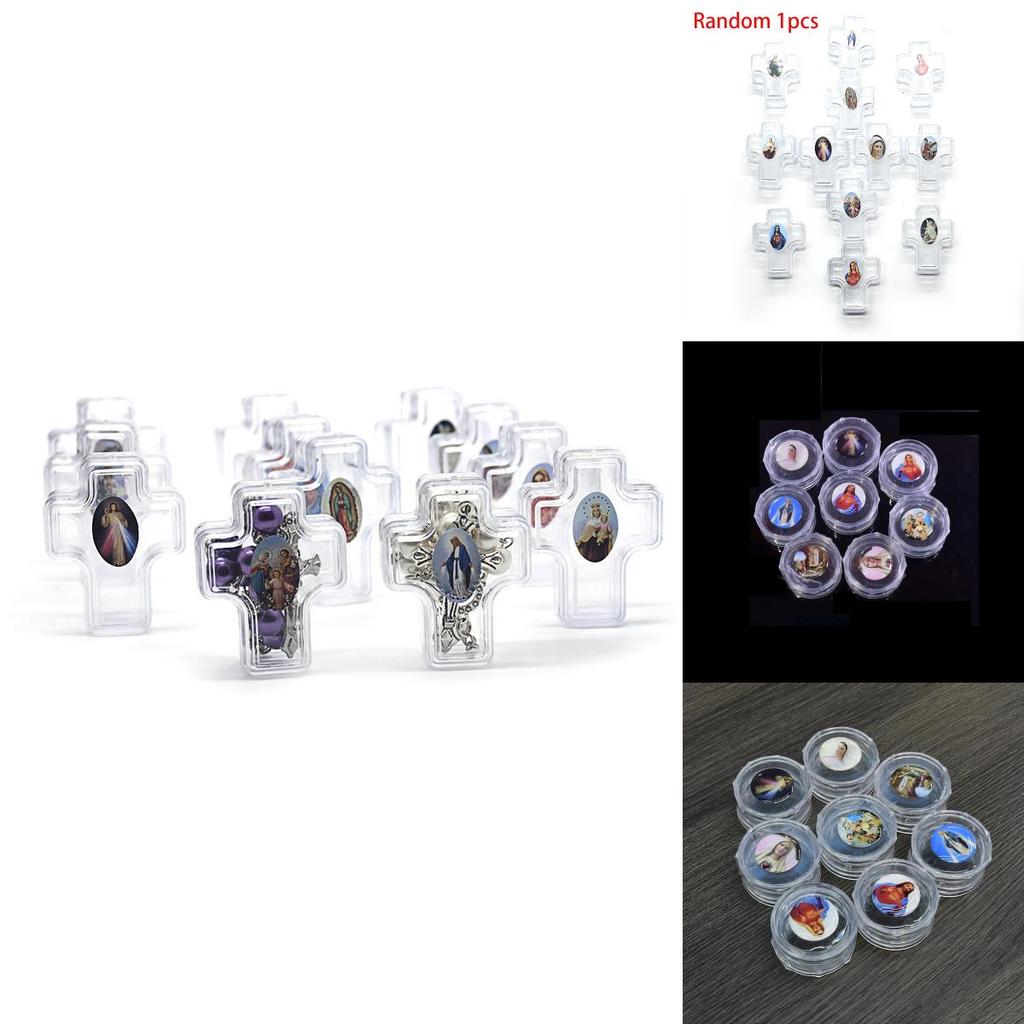 Прочная пластиковая коробочка для розария с уникальным случайным изображением для подарков на крещение и свадьбу