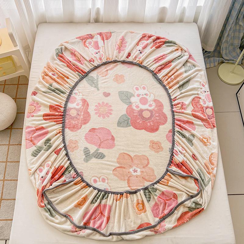 Покрывало на кровать в цветочном стиле Фланелевое постельное белье Эластичная простыня на резинке Мягкий протектор для матраса sabanas para cama (Наволочка Нужен заказ)