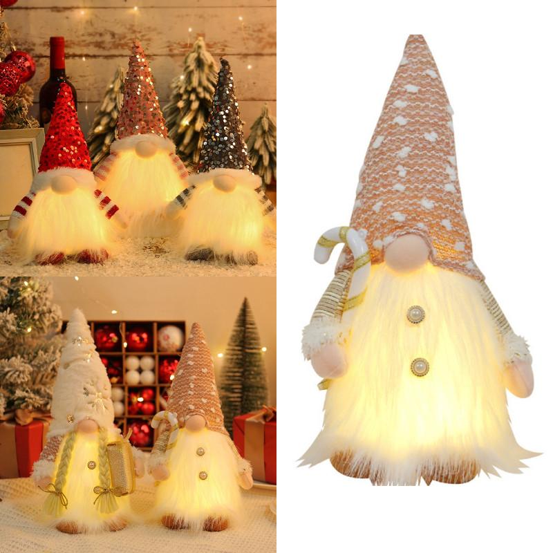 Charming Lighted Christmas Plush Gnome Doll With Shimmering Sequins And Colorful Accessories For Holiday Decorating