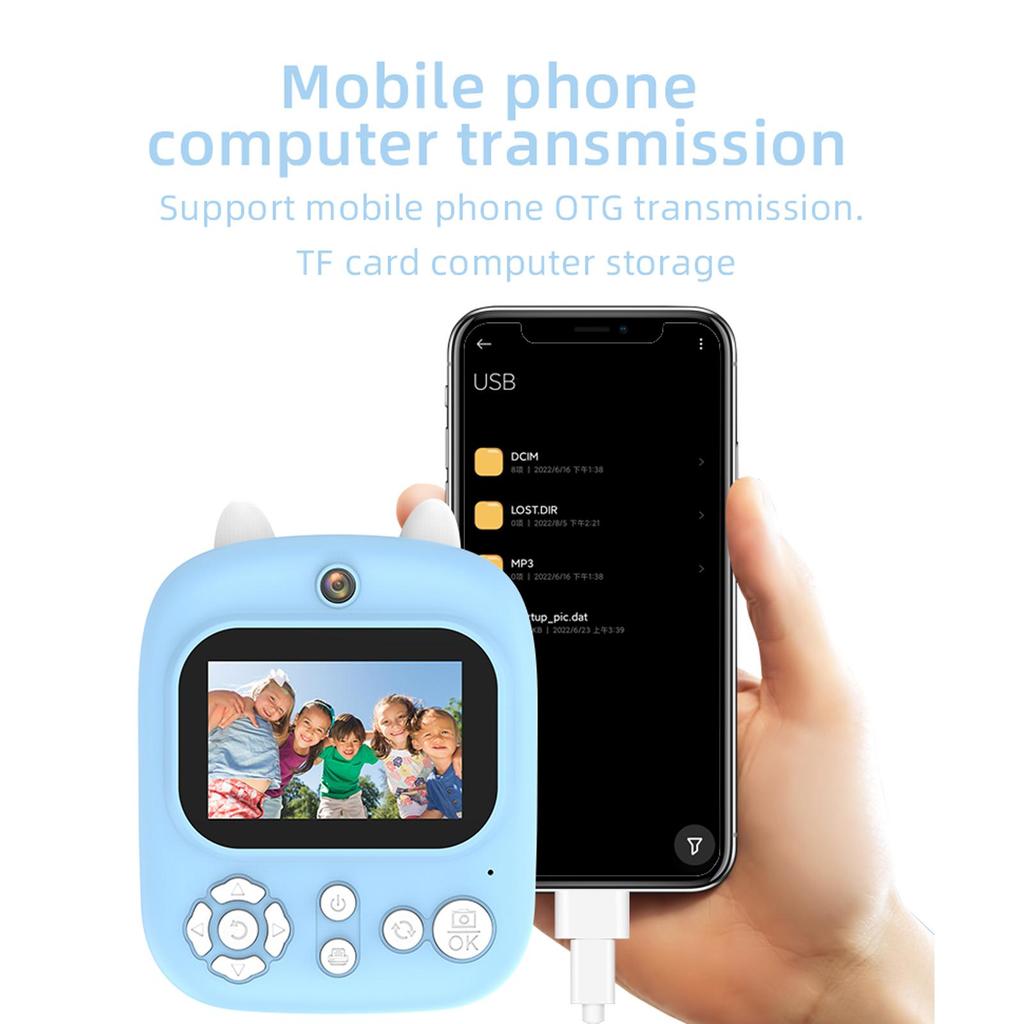 Multifunctional 3-in-1 Instant Print Camera Dual Front and Rear Cameras 1200W Pixels