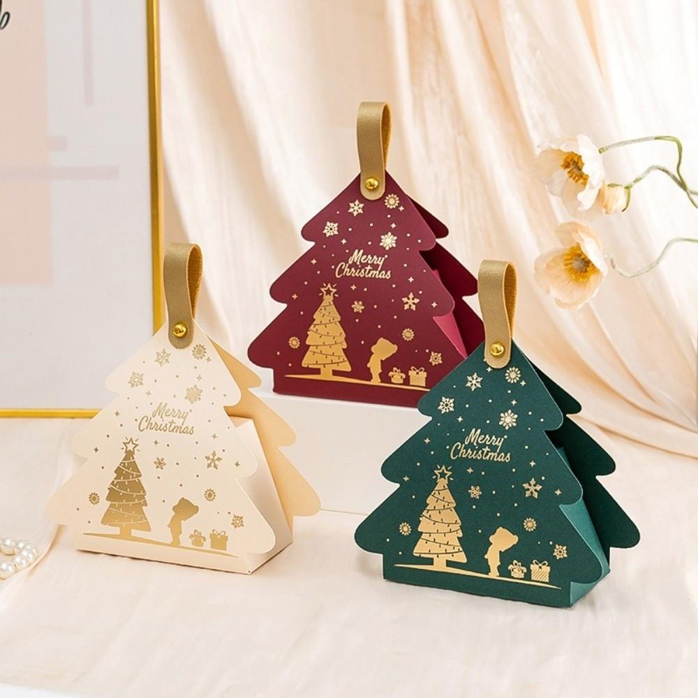 5pcs Cardboard Candy Gift Box Triangle Shape Party Favor Box For Christmas Party