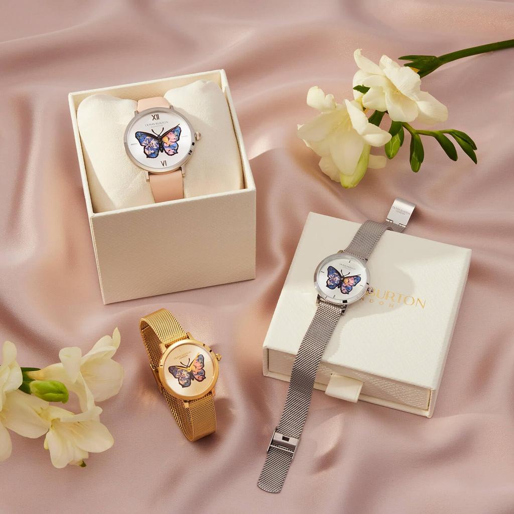 Авторизованный дилер Olivia Burton Watch Ladies ob24000127 Signature 28mm Butterfly Ultra Slim Silver Mesh Watch [OLIVIA BURTON]
