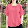 Women Casual Round Neck Loose Summer Short Sleeve Blouse