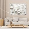 Canvas Print, White Rose Flower 3D