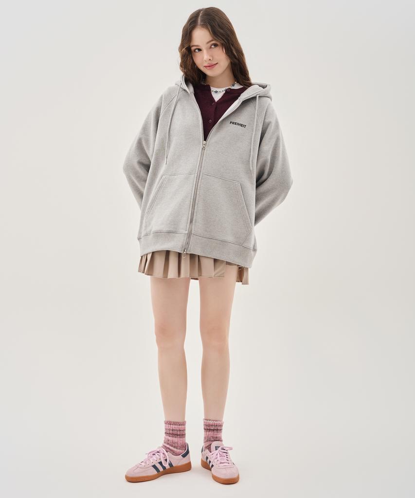 Худи на молнии Thefrht Oversized с двусторонним принтом (серый)