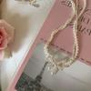 Pearl Silver Bowknot Necklace Pendant Simple Pendant Chain Temperament Bow Necklace Pendant  Daily