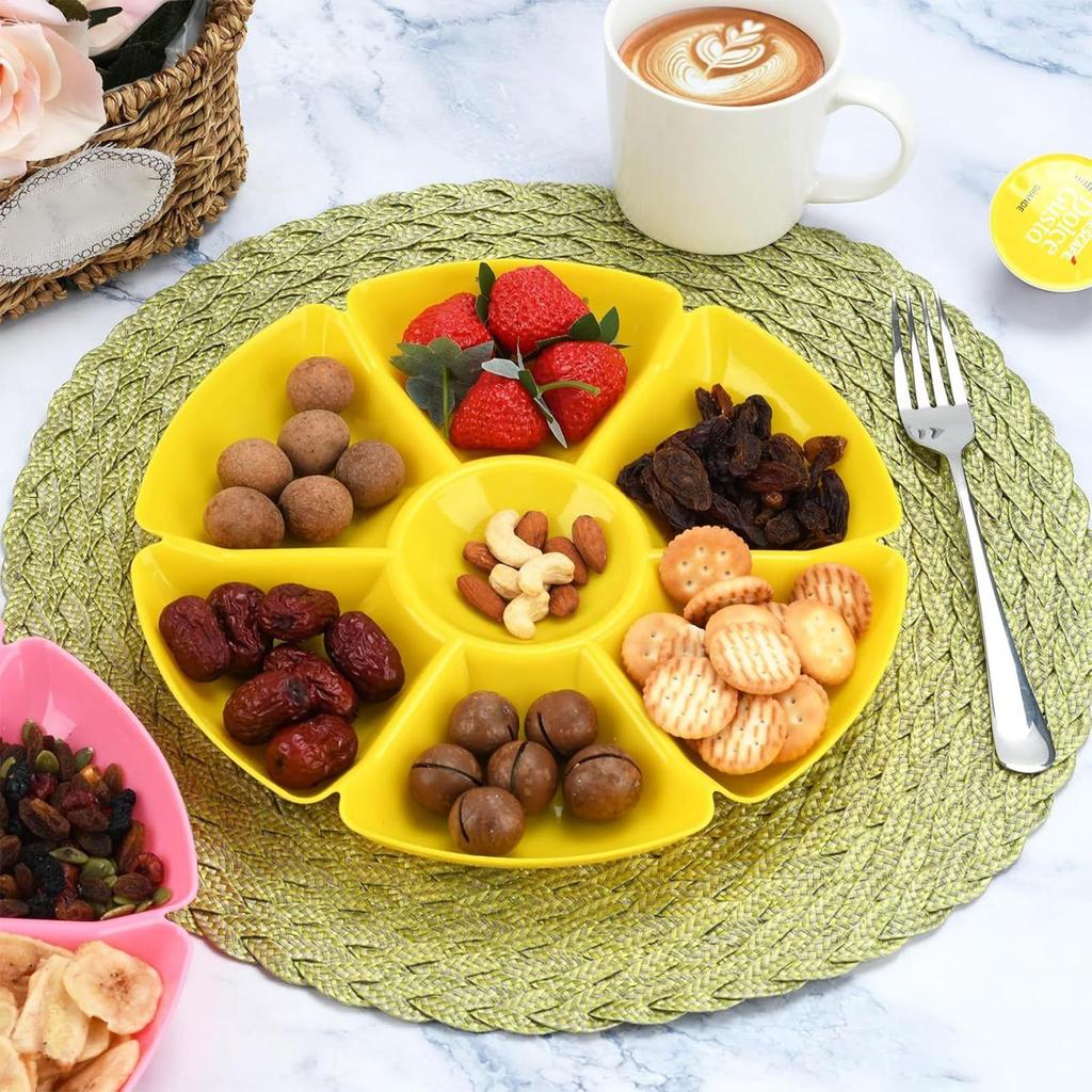 Compartment Serving Tray 7-Compartments Divided Food Container 12 Pieces Serving Tray For Snacks Desserts Fruits Biscuits