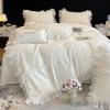 Стиль Принцессы 100-нитный Сатин Высокой Плотности Белое Кружево Хлопок с Длинным Волокном Комплект из 4 предметов для Мамы и Малыша Класс А Полностью Хлопковый Постельное Белье