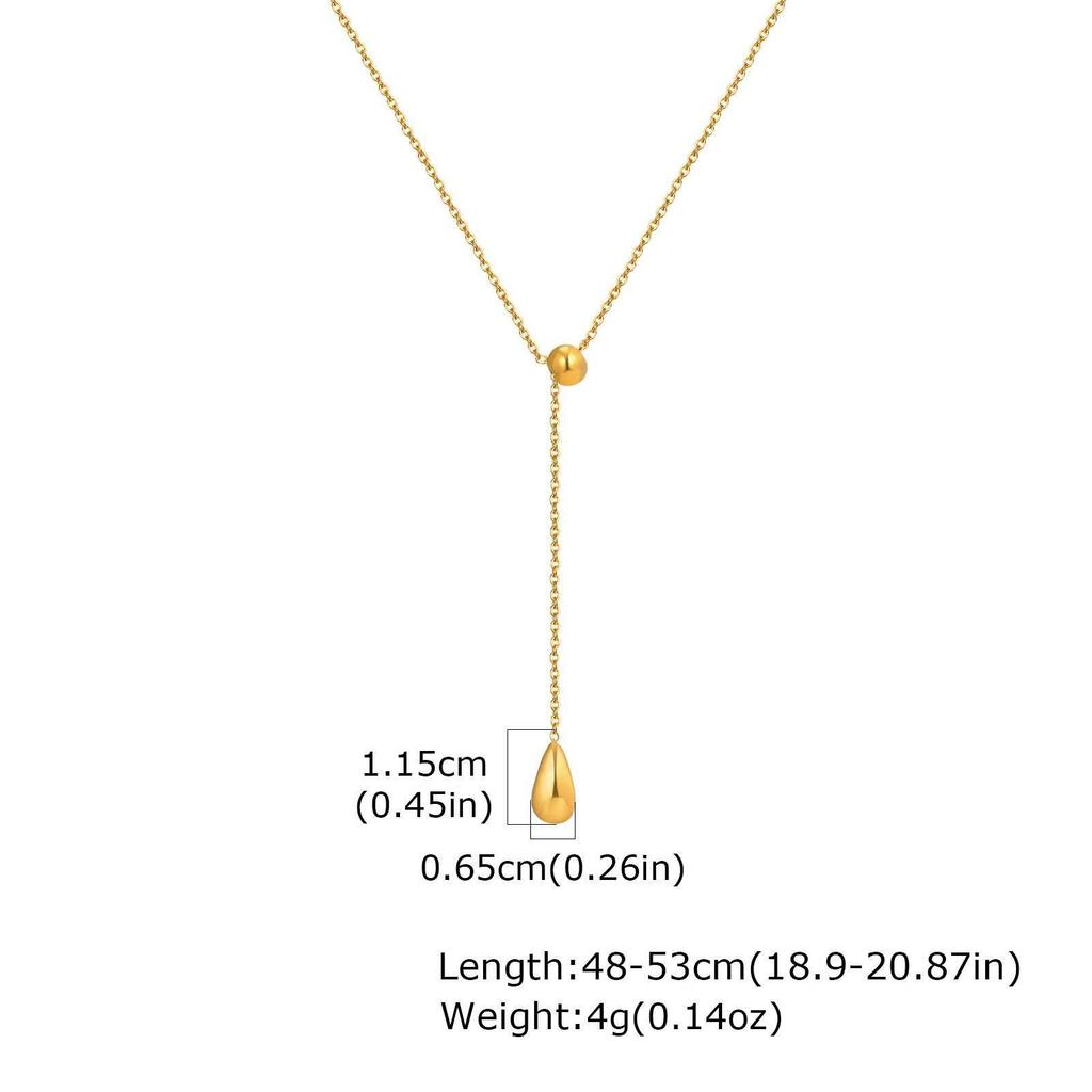 Prjewel K Chain Choker For Women Stainless Steel Infinite Love Eternal Water Drop Pendant Y-Shaped Necklace Mother's Day Gift