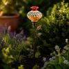 Floral Garden Bird Bath Hummingbird Feeder Stake, Vintage Resin Flower Decorative Feeder, Wild Watering Supplies Nectar for Yard Backyard Hummingbirds