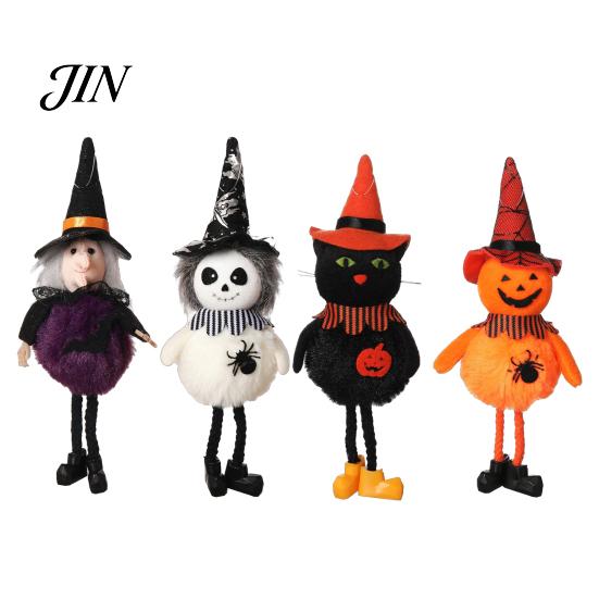 High-quality Halloween Figure Plush Pom Hanging Decoration, Pumpkin/Ghost/Black Cat/Witch Doll Creepy Witch Ornament for Tree, Porch, Window
