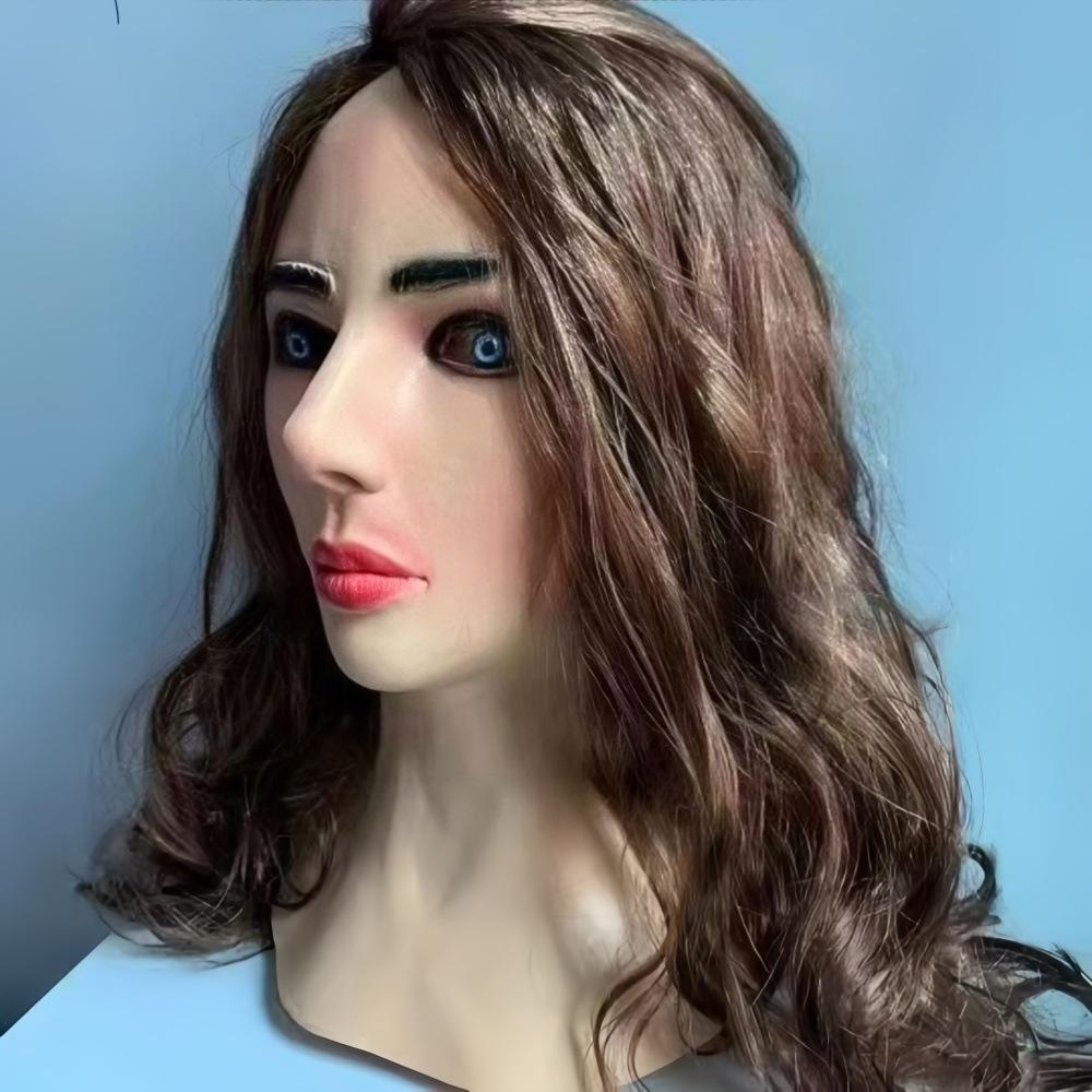 Long Hair Beautiful Woman Hood Men Mask Halloween Funny Costume Props Show Party Characters Hood New