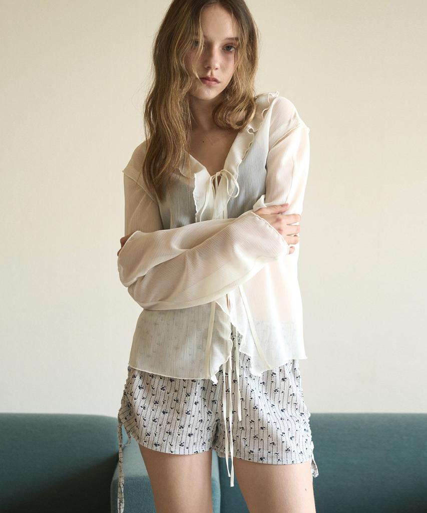SIGREAT Strap Floral Shorts_Beige