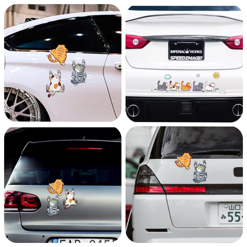 Creative Decoration Car Decal Scratches Cover Cute Cat Sticker Easy Install Funny Waterproof Fashion Personalize Car Decoration (Walking Cat)