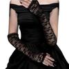 Длинные кружевные перчатки без пальцев, прозрачные цветочные рукава для свадьбы и косплея