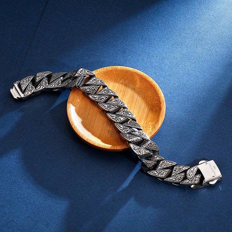 316L Titanium Steel Vintage Snap Button Bracelet - Punk Rock Hip Hop Style for Men