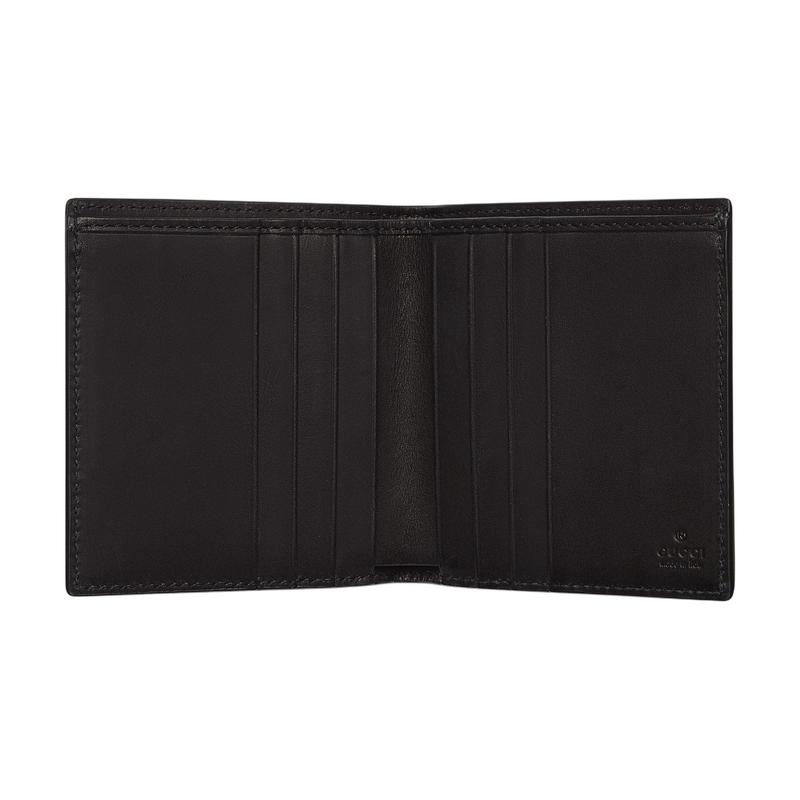 Gucci GG Emblem Classic Logo Print Flap Closure Coated Fabric Wallet Men's Black