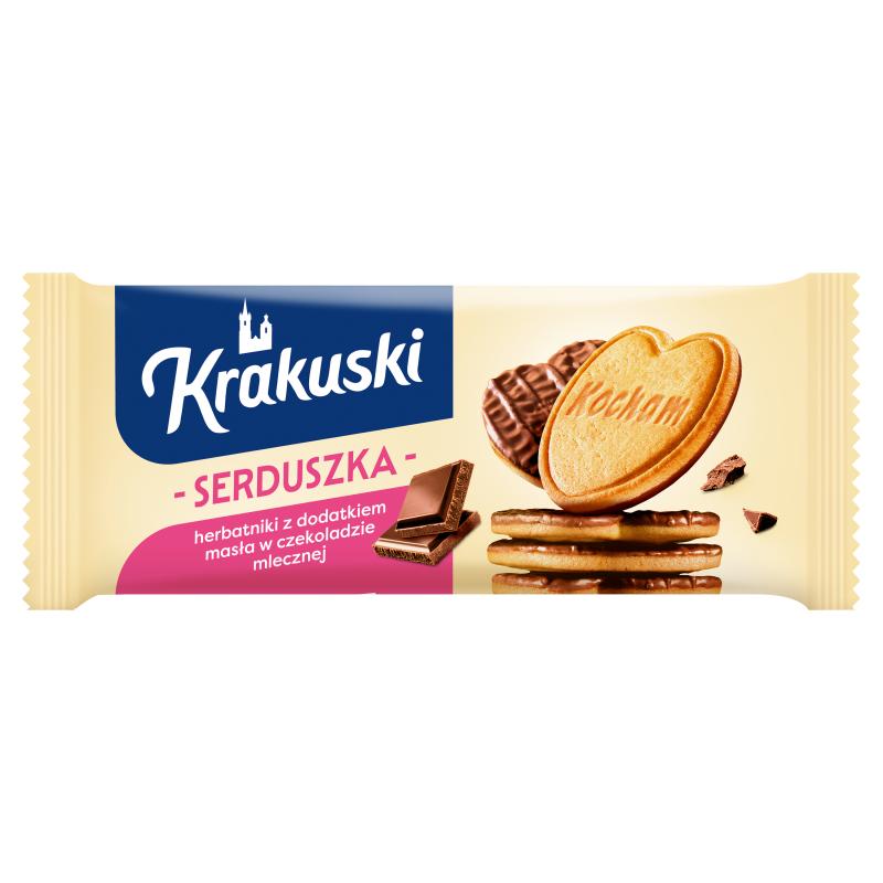 Krakuski Hearts Biscuits with butter in milk chocolate 171 g