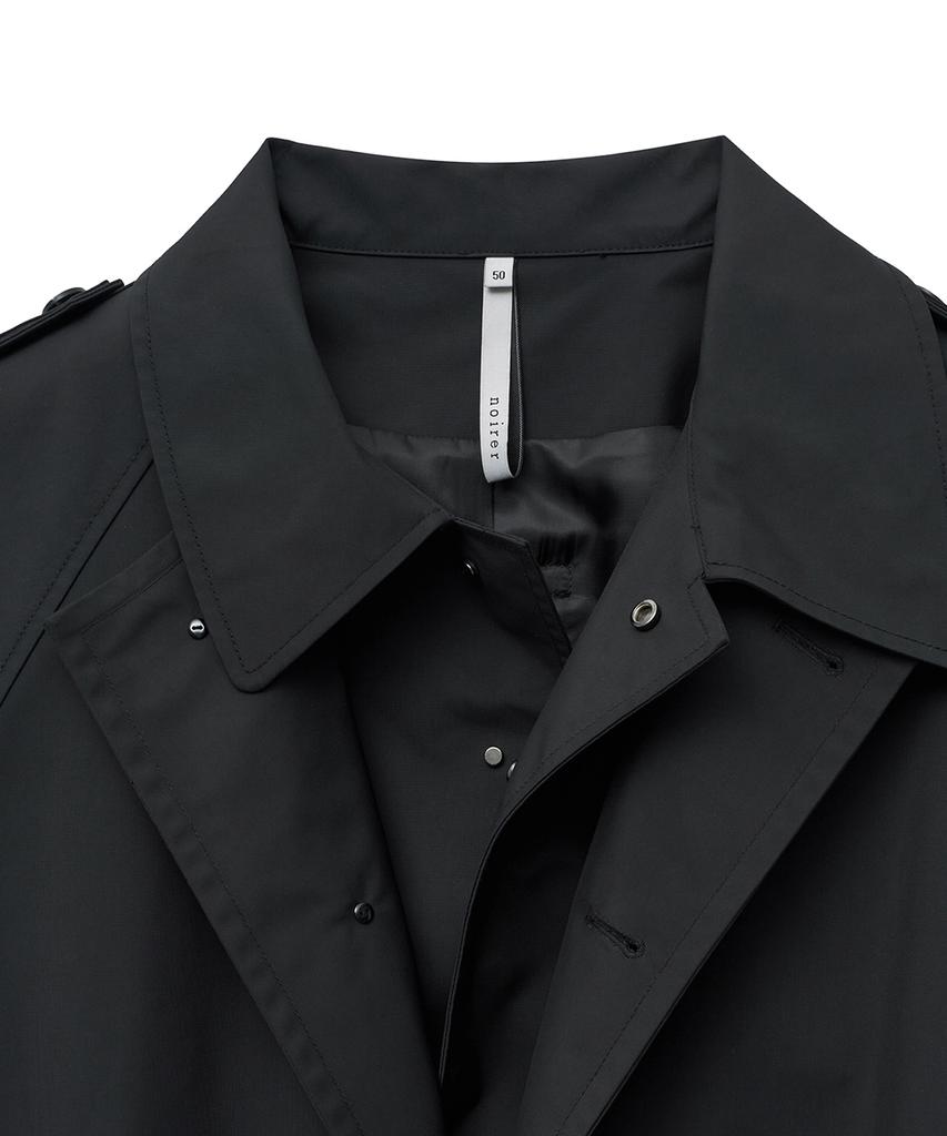 Noirer Synthetic Layered Trench Coat (Black)