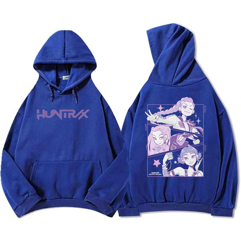 Men Women KPop Demon Hunters Graphic Hoodies Sweatshirts Fleece Warm Hooded Pullovers Long Sleeves Fleece Oversized Street Wear