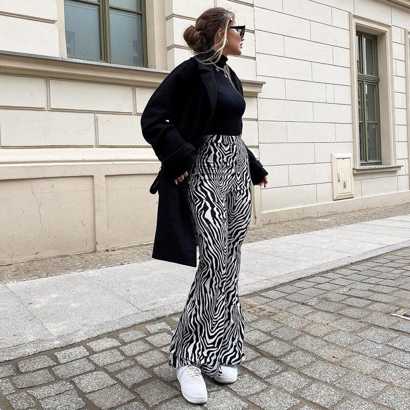Streetwear Y2K Women Trousers Sexy Autumn Zebra Print Wide Leg Pants Women High Waist Fashion Casual Trousers Female 16395