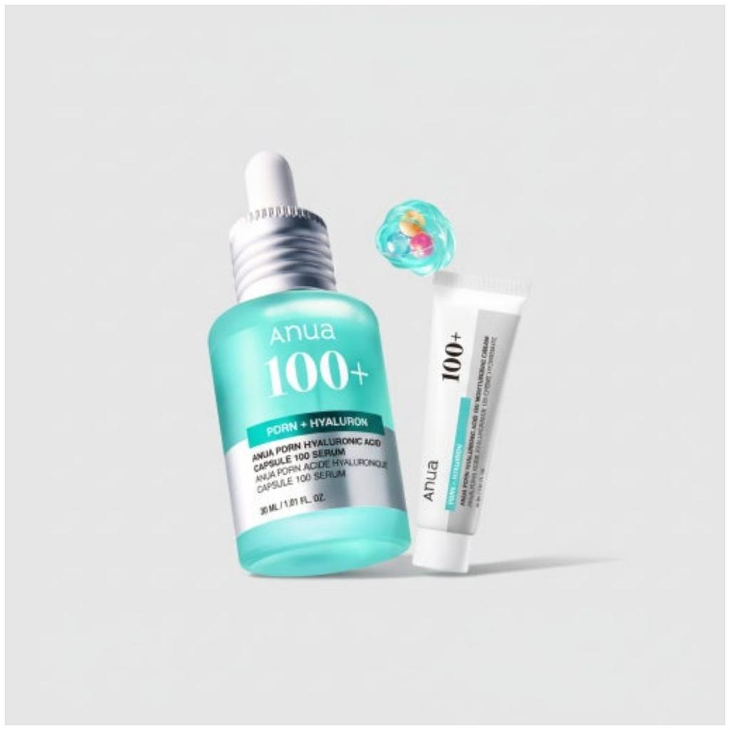 Anua PDRN Hyaluronic Acid Capsule 100 Serum 30ml + Hydrating Cream 30ml Skincare Set
