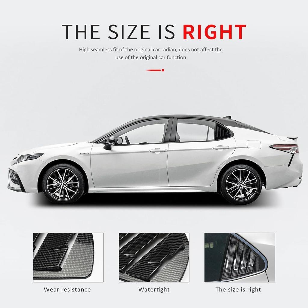 Rear Side Window Louvers Compatible For 2018      2024 Toyota Camry Accesories Sport Style Air Vent Scoop Cover Louver (Carbon Fiber Pattern)