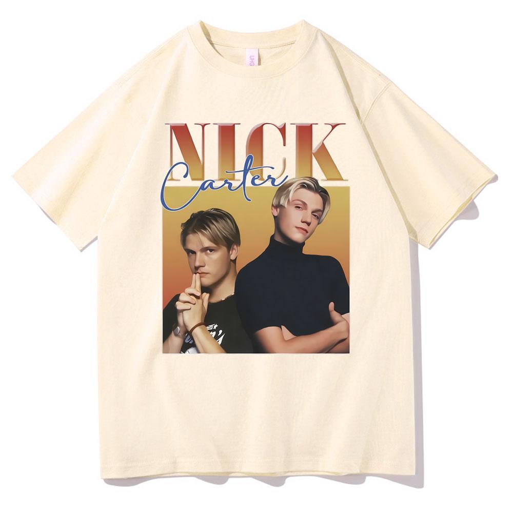 Rock Band Backstreet Boys Nick Carter Print Tshirt Male Vintage T Shirts Mens Cotton Tees Men Womens Hip Hop Oversized Tshirt